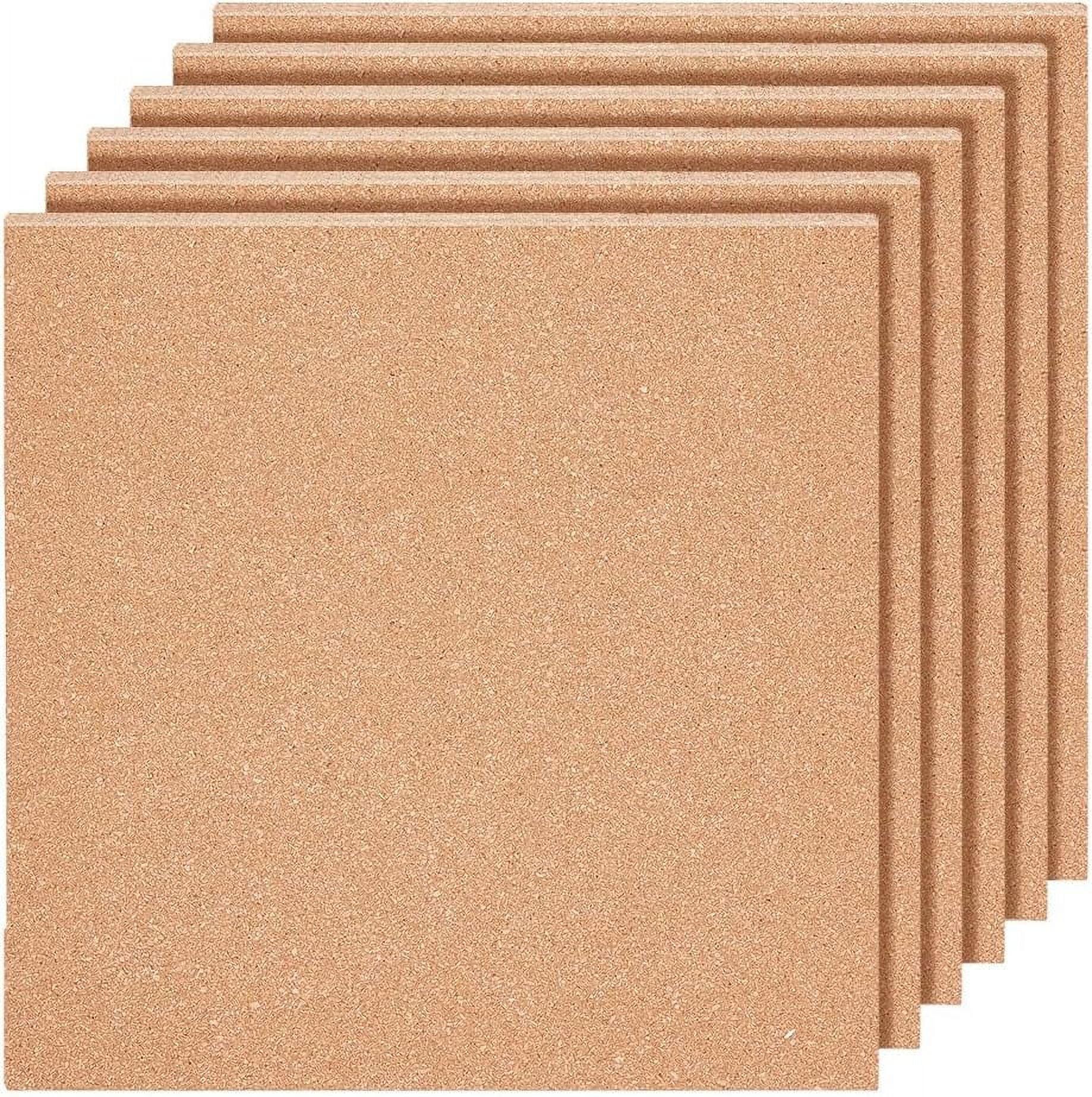 6PCS Cork Sheet 12x12inch Square Cork Sheet Sand Brown Coasters Cork Board for Bulletin Boards Wall Decorations and DIY Crafts 4mm Thick Sandy Brown