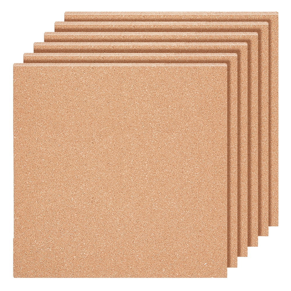 6PCS Cork Sheet 12x12inch Square Cork Sheet Sand Brown Coasters Cork Board for Bulletin Boards Wall Decorations and DIY Crafts