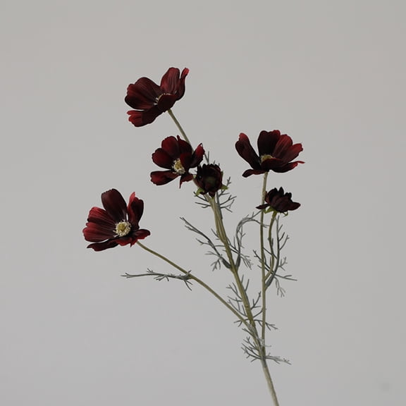 6PCS Cosmos Silk Flowers 23.62'' Wild Flowers Artificial Fake Flowers Arrangement for Wedding Party Kitchens Home Decoration Outdoor Decor/Red wine