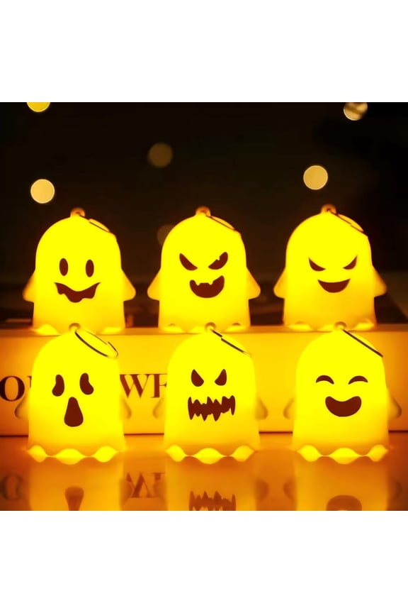 6PCS Creative Halloween Luminous Ghost Keychain LED Hanging Ghost Pendant Luminous Party Ghost Light Gifts Bag Charms