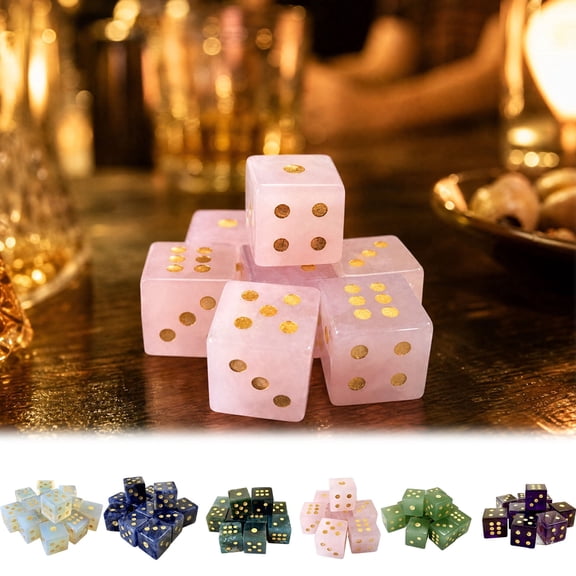 6PCS Crystal D6 Dice, 16mm Natural Gemstone Mahjong Dice Set, 6 Assorted Colors Stone Dice for Games, Tabletop Board Game Accessories, Casino Craps, DIY Crafts, Spiritual & Home Decor