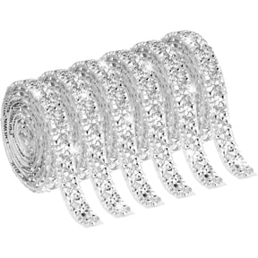 6PCS Crystal Rhinestone Ribbon Bling Diamond Ribbon Wrap Roll for Wedding Crafts DIY Resin Rhinestone Ribbons Self Adhesive Crystal Rhinestones Ribbon Stickers Birthday Cakes Decor