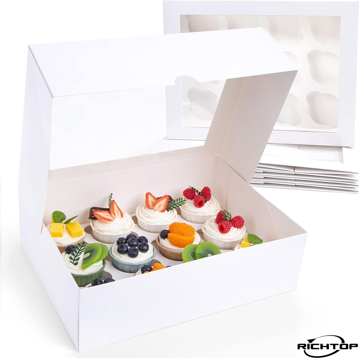 6PCS Cupcake Boxes, Hold 12 Count Cupcake Containers with Window ...