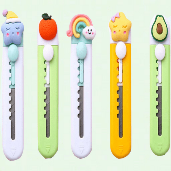 6PCS Cute Mini Retractable Utility Knife Box Cutter Letter Opener