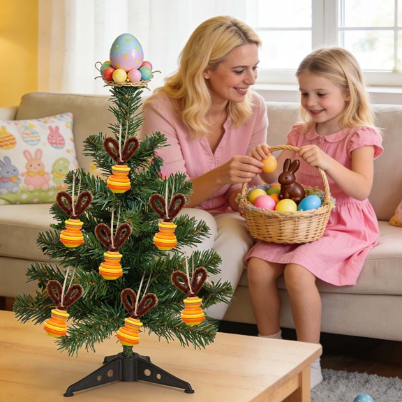 6PCS DIY Button Bunny Craft Kit- Easter Bunny Hanging Ornament Making Set, Create Your Own Button Bunny Decorations for Easter Party