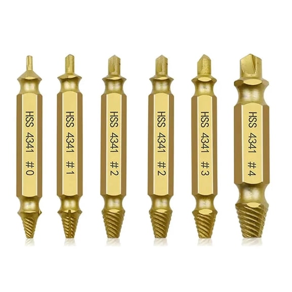 6PCS Damaged Screw Extractor Set with HSS Material Professional Drill Bit Kit for Stripped and Broken Screw Removal