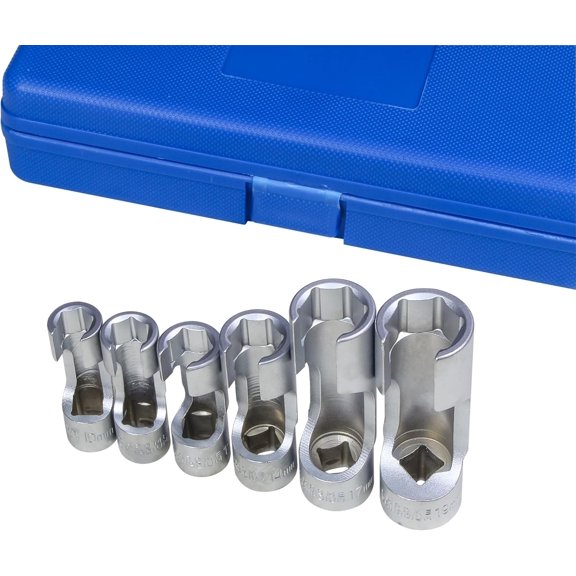 6PCS Diesel Injector Fuel Line Socket Set Difficult Access Flare Nut Wrench Spanner for Wired Temperature Sensors, Thermo Switches, ABS Tube, Master Cylinder, Coolant, etc 10-19mm