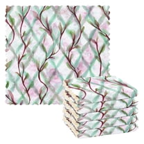 6PCS Dish Towels and Dish Cloths Reuseable Dishcloths Sets for Washing Dishes, Cooking, Baking Size 11" x 11" Mint Green Vines