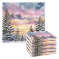 thumbnail image 1 of 6PCS Dish Towels and Dish Cloths Reuseable Dishcloths Sets for Washing Dishes, Cooking, Baking Size 11" x 11" Watercolor Winter Landscape, 1 of 9