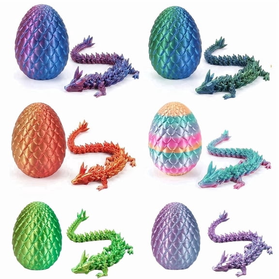 6PCS Dragon Eggs with Dragon Inside, 3D Printed Surprise Funny Gifts for Kids, Articulated Dragon Fidget Toys for Adults, Executive Desk Toys Office Room Décor