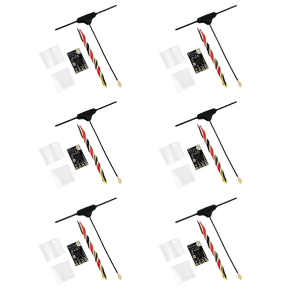 6PCS ELRS 2.4GHz Receiver NANO ExpressLRS Receiver with T-Type Antenna Support Wifi Upgrade for FPV RC Long Range Drone,6 * Receiver 6 * Antenna 12 * Heat Shrink Tubing 6 * Connection Cable,Black