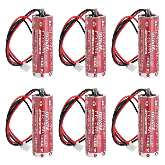 6PCS  ER17/50 3.6V 2750mAh AA PLC Battery with White Plug Non-Rechargeable Lithium Battery