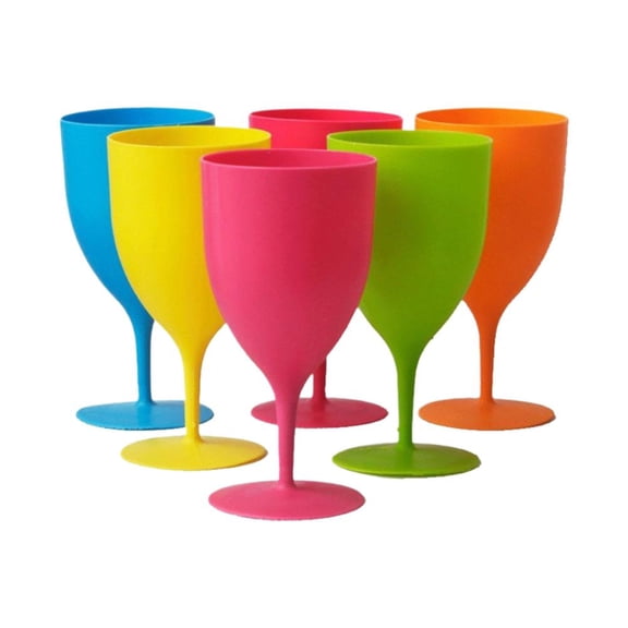 6PCS Easter Colorful Plastic Wine Goblets, Pearlized Stemmed Cocktail Cups for Party and Home Bar, Festival Drinkware Random Color, 380ml
