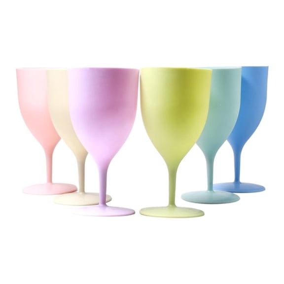 6PCS Easter Colorful Plastic Wine Goblets, Pearlized Stemmed Cocktail Cups for Party and Home Bar, Festival Drinkware Random Color, 380ml