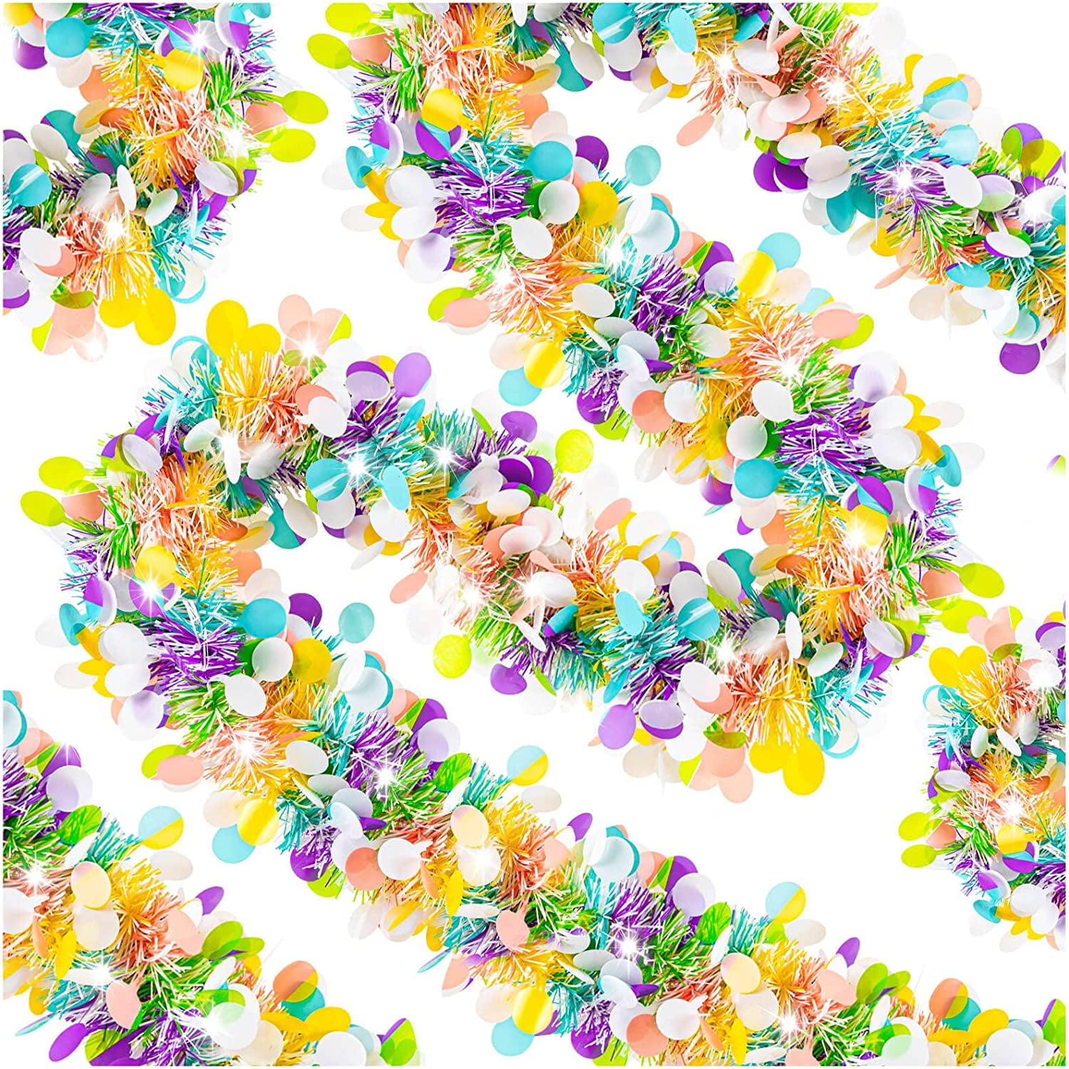 6PCS Easter Tinsel Garland, 40FT Egg Tinsel Garlands Colorful Fringe