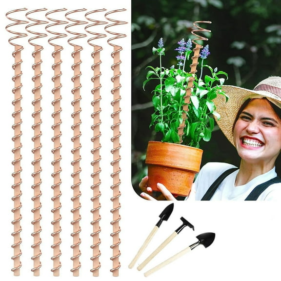 6PCS Electroculture Plant Stake Long Copper Garden Stakes Electro Culture Antenna Copper Garden Tools Copper Coil Electronic Planting for Growing Garden Plant Vegetable, High Yield