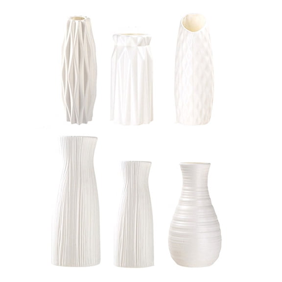 6PCS Elegant Plastic Flower Holder Vases With Texture Small Storage Bottle