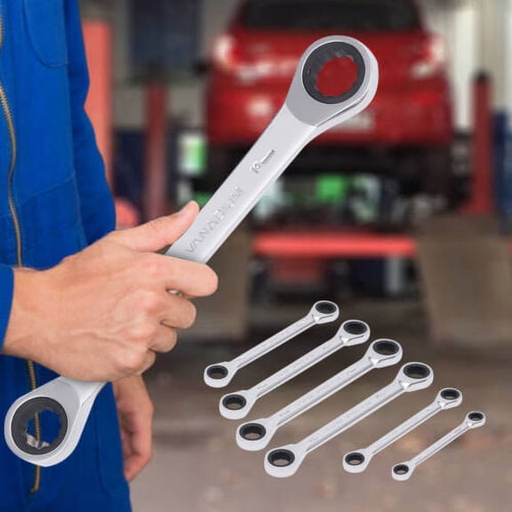 Extra Long Ratchet Wrenches Set Wrench Set W/ Metric 8mm-19mm 45#Steel 6 Pcs