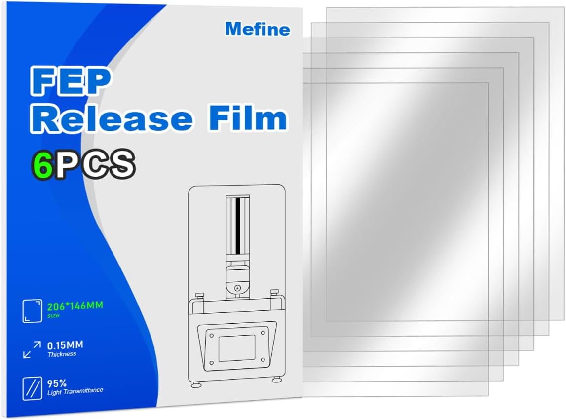 KOYOFEI 6 PCS FEP Film Imprimante 3D Accessoires Pièces Rechange, FEP Film pour Mars 4/Ultra, Mars 5, Saturn, Satun S, Photon Mono 2, Mono X, Mono X 6K, M3 Plus Imprimante 3D