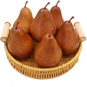 6PCS Fake Brown Pear Artificial Lifelike Fake Fruits Decorative Kitchen Party Home Ornament House Table Faux Fruit Centerpieces Sketch Photography Prop