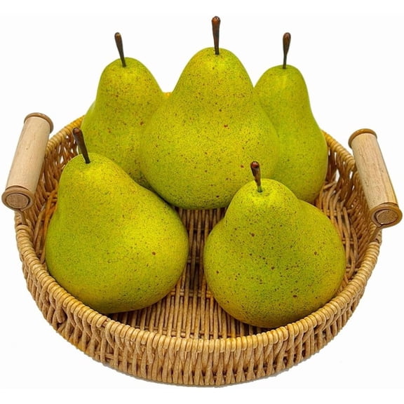 6PCS Fake Pear Artificial Fruit Lifelike Fruits Decoration Home Kitchen Wedding Christmas Party Festival Ornament Shop Office Model Vivid Photography Props
