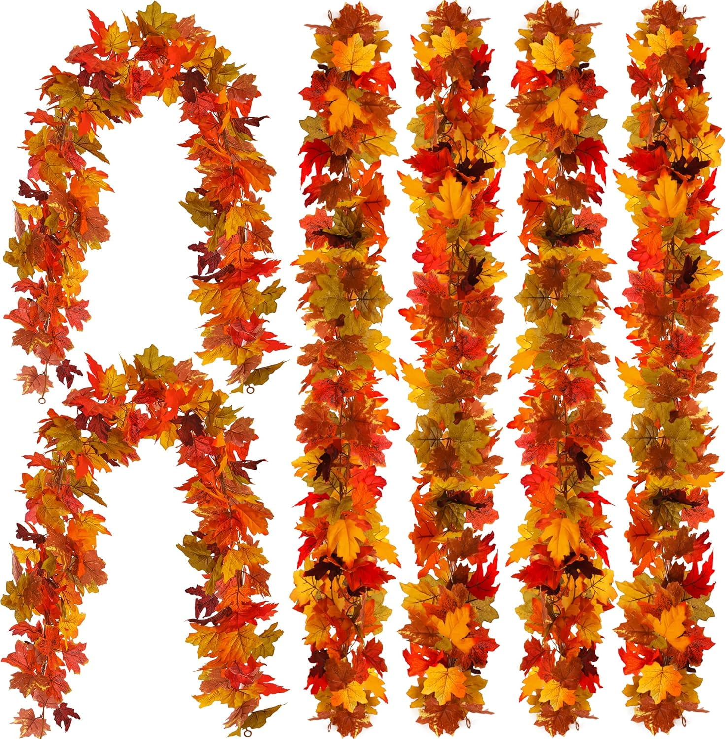 6PCS Fall Maple Leaves Garland, 5.6Ft Artificial Maple Leaf Autumn