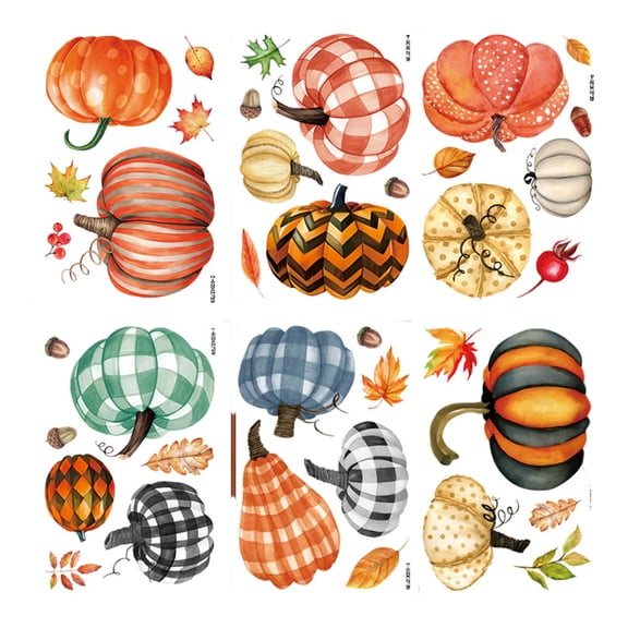 6PCS Fall Window Clings Adhesive Autumn Stickers Reusable Plastic For Home Office Decor