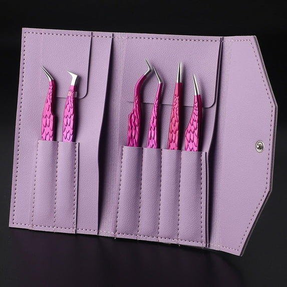 6PCS False Lash Tweezers Set for Eyelash Extensions Clip Boot Volume Isolation Precise Eyebrow Nail Art Tongs Makeup Tools Kit (Tweezers C)