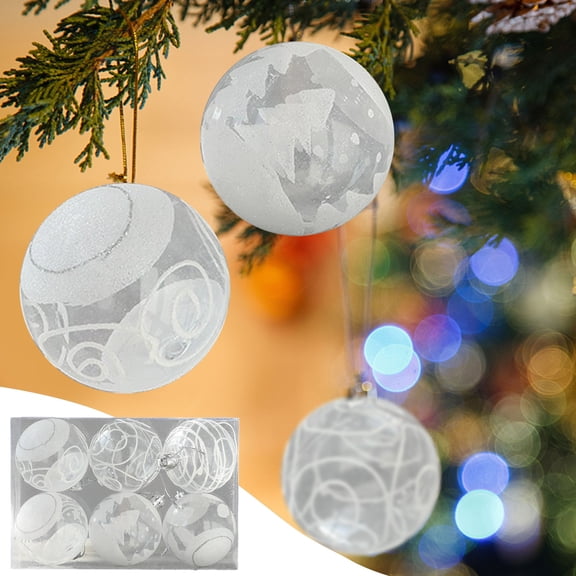 6PCS Fashion Transparent Christmas Ball DIY Clear Matte Snowflake Ball Ornament Tree Ball Decoration For Festival