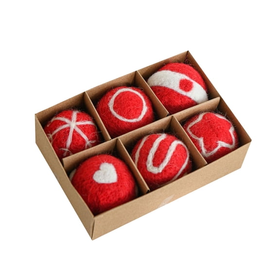 6PCS Felt Christmas Ball Ornaments - Soft Hanging Decorations for Xmas Tree, Holiday Party & Home Decor (Red)