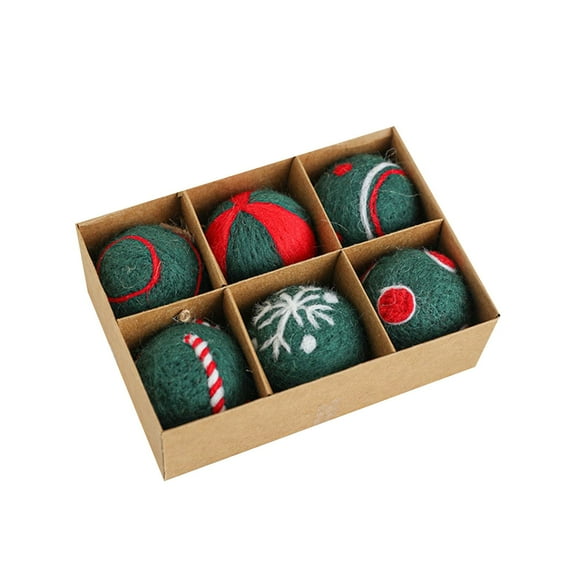 6PCS Felt Christmas Ball Ornaments - Soft Hanging Decorations for Xmas Tree, Holiday Party & Home Decor (Red)
