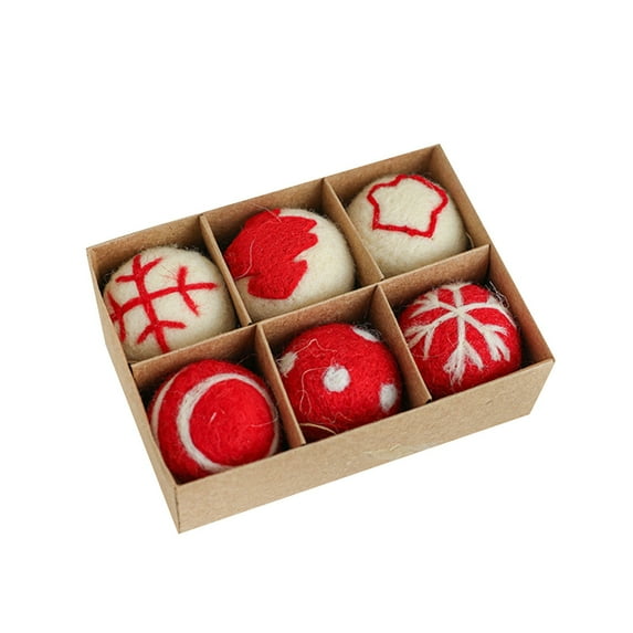 6PCS Felt Christmas Ball Ornaments - Soft Hanging Decorations for Xmas Tree, Holiday Party & Home Decor (Red)