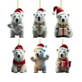 thumbnail image 1 of 6PCS Festive Cartoon Polar Bear Print Hanging Ornament for Holiday Tree Home Window Car Backpack Decorative Set, 1 of 9
