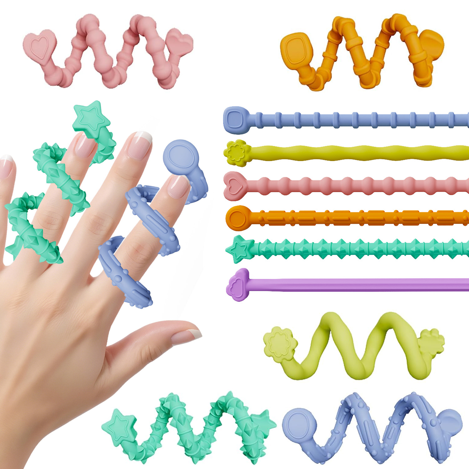 6PCS Fidget Toys Sensory Stick,Textured Calming Sensory Toys for Autism ...