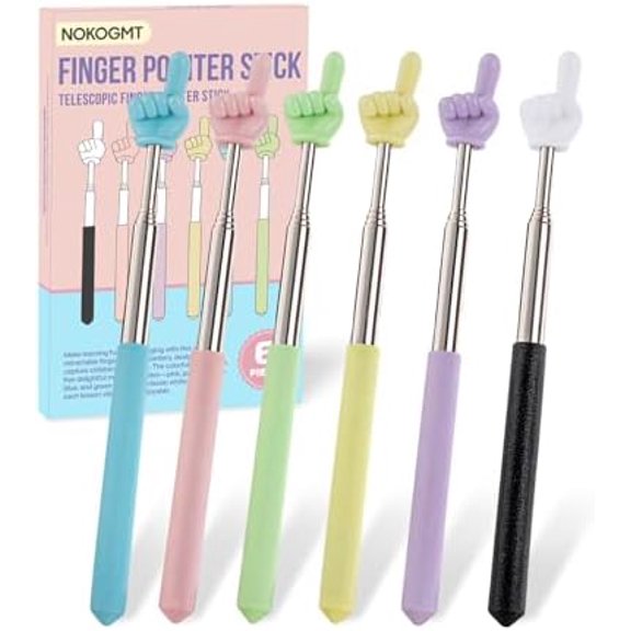 6PCS Finger Pointer Stick for Classroom  Extendable Teacher Pointer Stick and Pointer Finger Tool  Colorful Hand Pointer Stick for PresentationsTelescopic Pointer StickClassroom Essentials