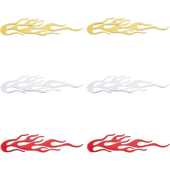 6PCS Flame Car Decals 3 Colors Reflective Flame Set 8x1.9Inch Plastic Flame Decals Flame Stickers Decals for Cars Motorcycle Car Window