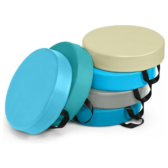 6PCS Floor Cushions for Kids, 15 Inch Portable Classroom Seating with Handles, 3 Inch Thick Soft Foam Circle Seats for Daycare Preschool, Easy Clean Round Comfy Cushions (Blue)