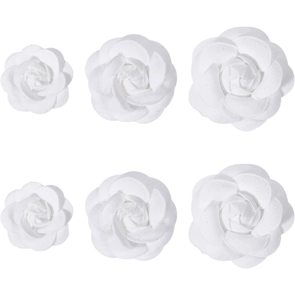 6PCS Flower Shoes Embellishment White Polyester Artificial Flower Shoes Decoration for Women Artificial Flower Ornament Accesories Flower Appliques High Heels Pumps Shoe Accessories diy