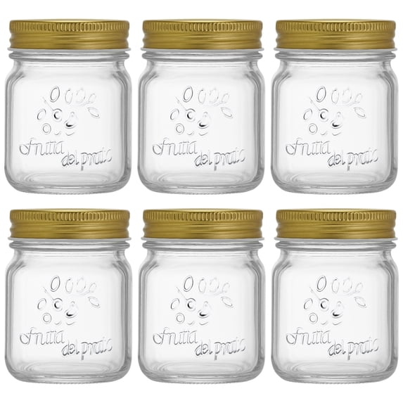 6PCS Food-Grade High-Temperature Lead-Free Glass Jars, 150ML Decorative Mason Jars with Golden Lids, Clear Glass Storage Containers for Kitchen, Canning, and Preserving