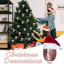 6PCS Football Christmas Ornaments, Holiday Tree Decorations, Sports-Themed Hanging Ornaments, Red Santa Hat Football Pendant, Festive Football Tree Decor for Christmas, Sports Lovers Gift