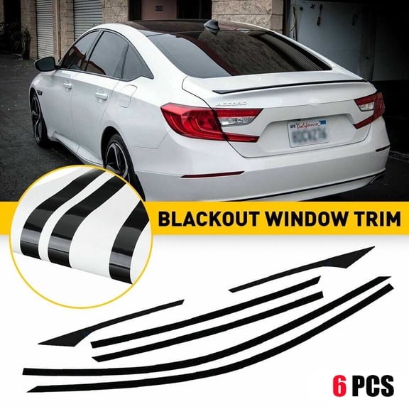 6PCS For 18-22 Honda Accord Chrome Delete Blackout Window Trim Glossy Black