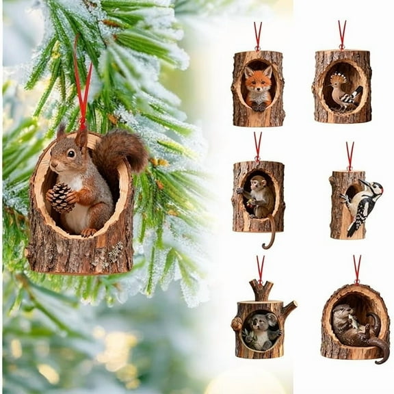6PCS Forest Animal Christmas Ornament 2025 New Animal Ornament Cute Christmas Tree Hanging Ornaments for Xmas Tree Home Decor Keepsake Xmas Gifts C