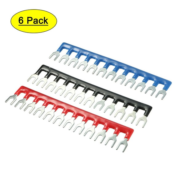 6PCS Fork Type 600V 25A 5mm Pitch 12 Position PCB Terminal Strip Jumper Block