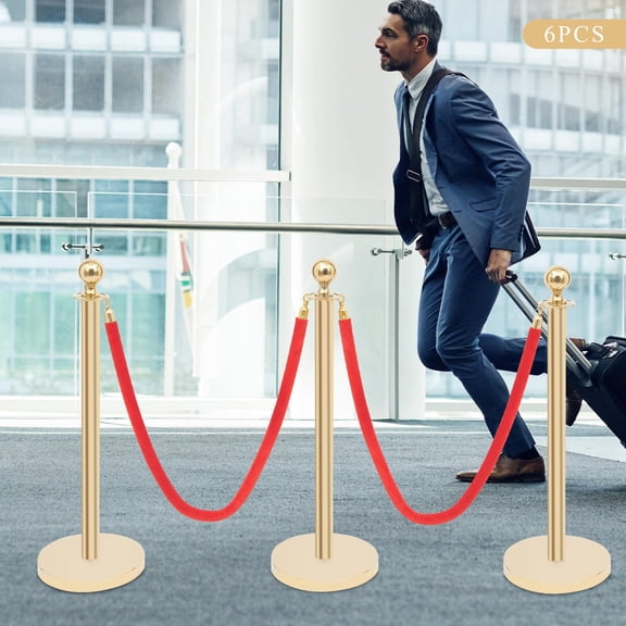 6PCS Free Combination Gold Stanchion Posts Stainless Steel Gold Stanchions Parties Weddings Museums
