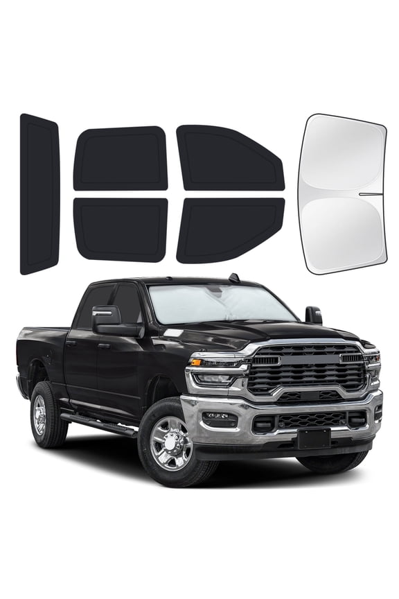 6PCS Full Car Window Sunshade Set for Dodge RAM 2500 2016-2026, Custom-Fit Privacy Shades for Front, Side & Rear Windows, Heat-Blocking Window Covers for Camping, Travel & Daily Use