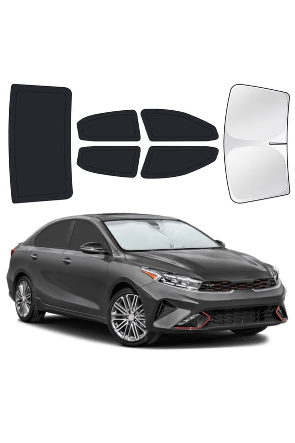 6PCS Full Car Window Sunshade Set for Kia Forte 2019-2024, Custom-Fit Privacy Shades for Front, Side & Rear Windows, Heat-Blocking Window Covers for Camping, Travel & Daily Use