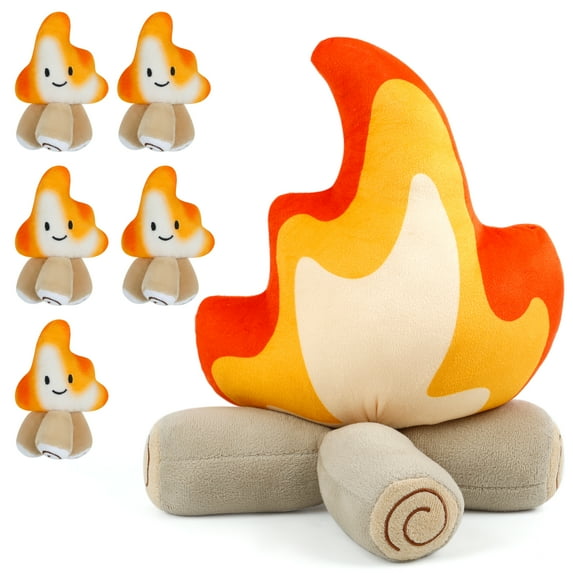 6PCS Funny Campfire Plush Toys, Soft Simulation Bonfire Stuffed Plushies Doll Fake Fire Firewood Plush Pillow for Outdoor Camping Room Decor Kids Pleasantly Surprised Gifts