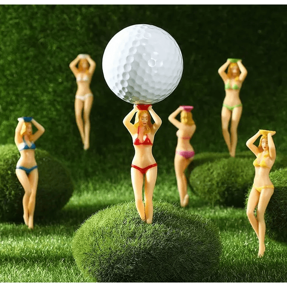 6PCS Funny Golf Tees Set - Novelty Bikini Plastic Golf Tees for Men - 3 Inch Durable Mixed Color Golf Accessories - Hilarious Gag Gifts, Party Favors & Stocking Stuffers for Golfers & Tournaments