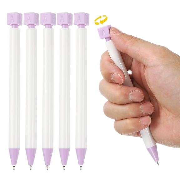 6PCS Funny Rollerball Pens, 0.5mm Interesting Writing Pen Black Gel Ink Pens Cute Answers Questions Choose ABCD Rotation Decompression for Gift Friends Classroom, Purple White