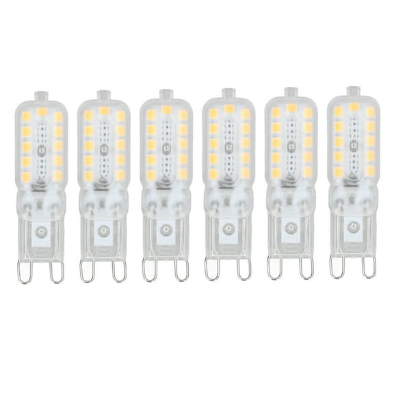 6PCS G9 LED Bulb, Transparent Cover Non Dimmable Energy Saving Light Bulb for Chandelier, Ceiling Lights, Wall Light, Crystal Lamp, (White Light 220-240V)
